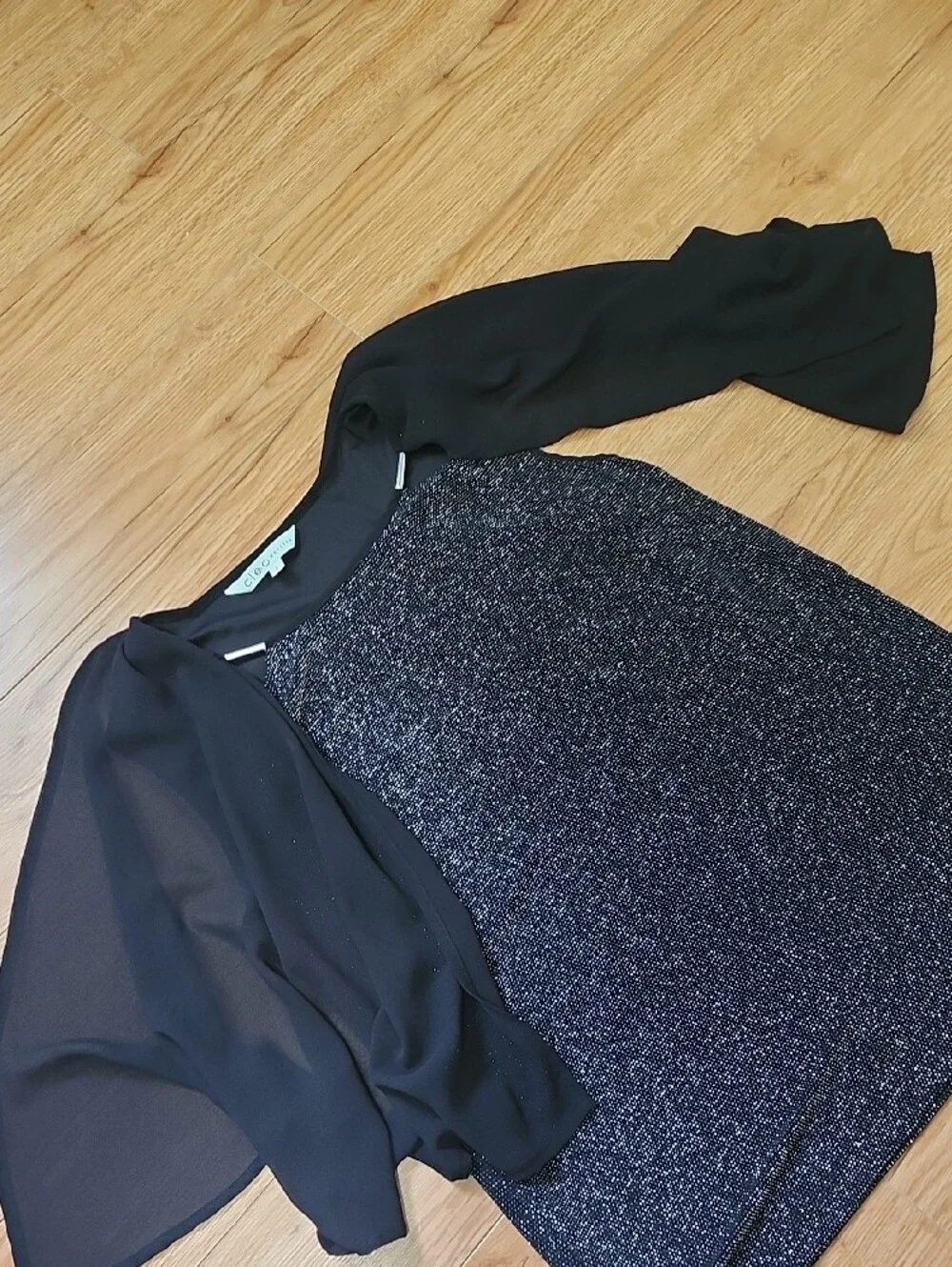cleo Black and Silver Sparkle Knit Shell - Picture 3 of 4